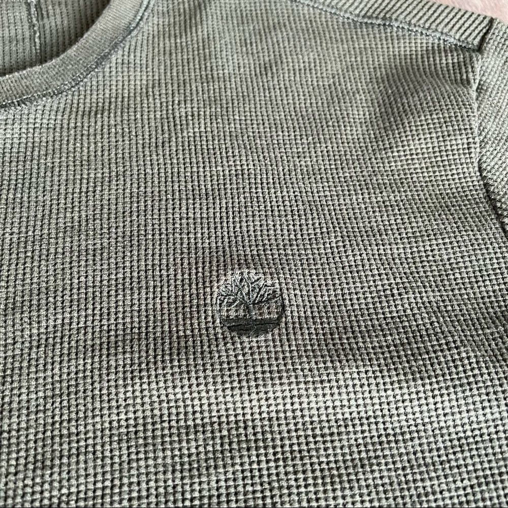Timberland Crew Neck Waffle Long Sleeve - Army Green - Picture 3 of 5